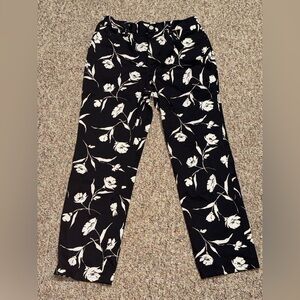 Women's size 12 Chaps Black and White‎ Floral Pants summer outfit work casual